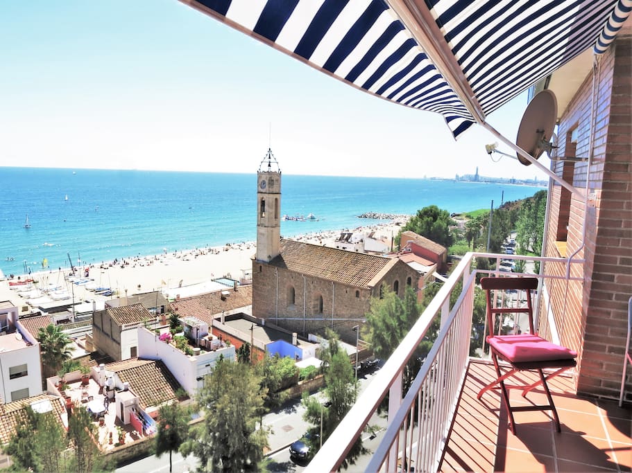 fantastic view from the balcony to the sea and the beach