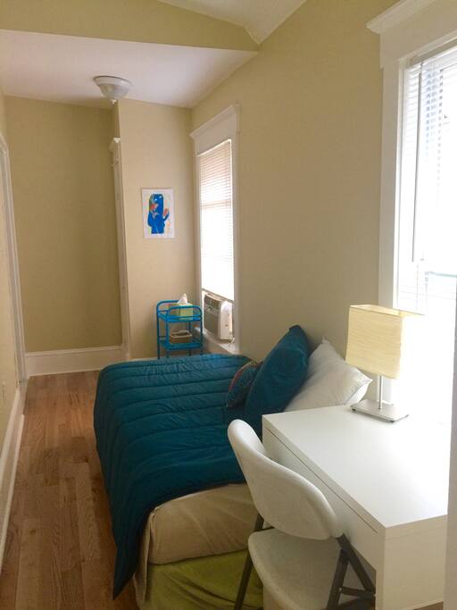 Desk with chair and lamp provided along with free wifi
