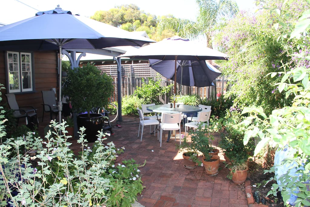 A shady courtyard entry