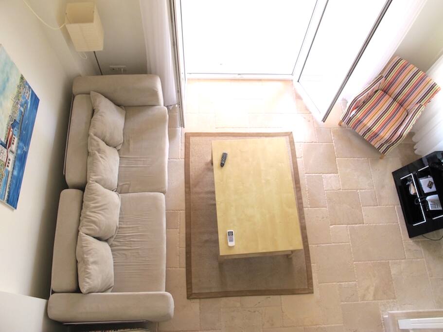Mezzanine gallery looking down onto open plan living area