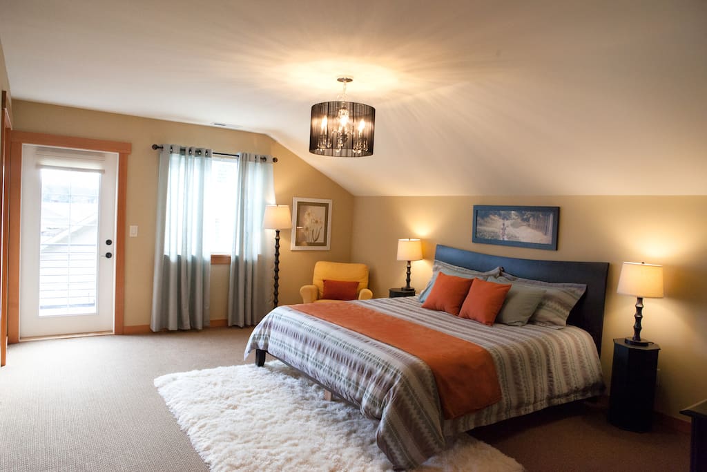 Spacious bedroom with King bed.