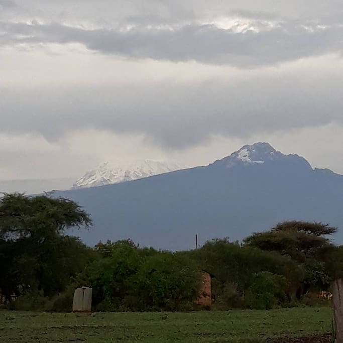 View of Mt. Kilimanjaro during a wet season