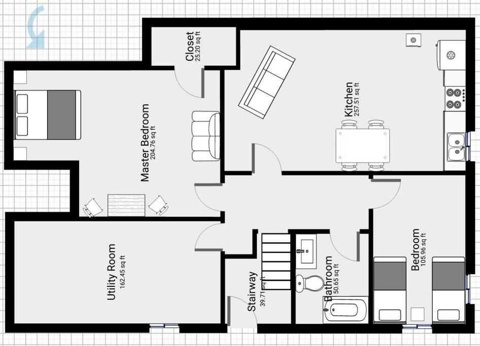 Over 900 Square Feet of guests access including Private Backyard space
