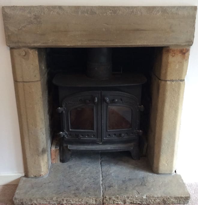 Wood burning stove. Your first basket of wood is provided in the Winter months.