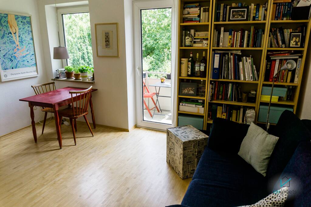 Relax on the sofa or take a seat at the table to dine or work.