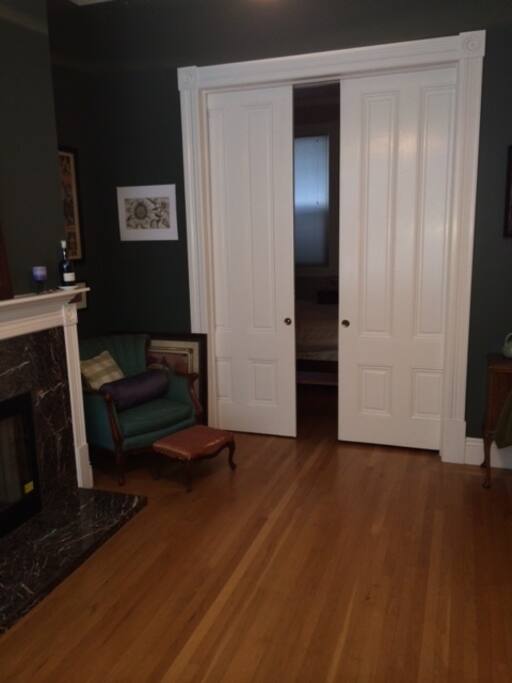 Double doors to the bedroom