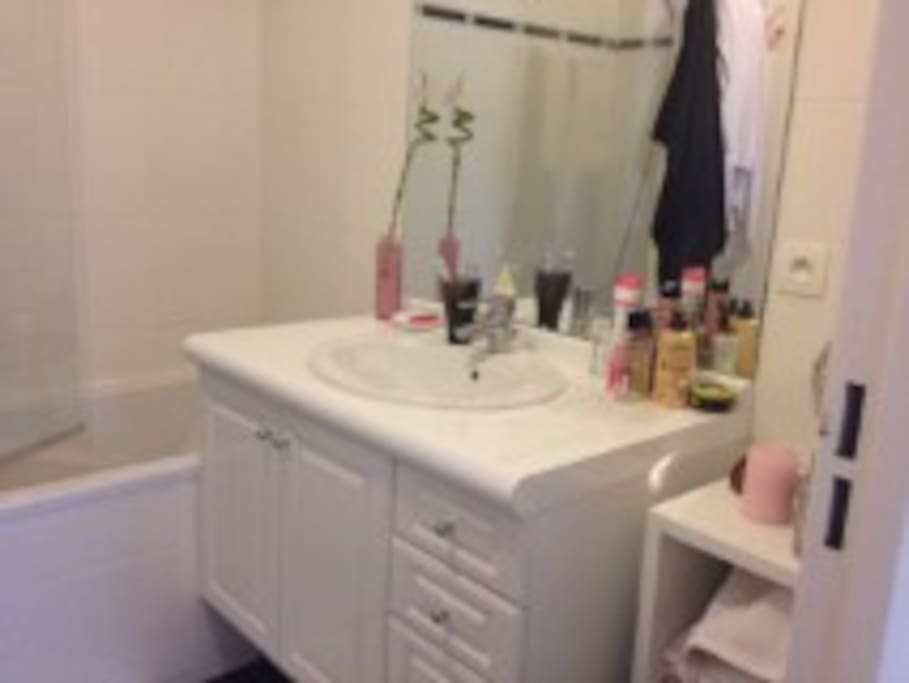 Salle de bain avec serviettes à disposition