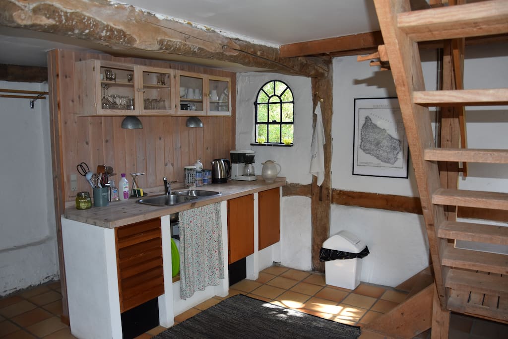 Fully equipped kitchen with lots of old world charm.