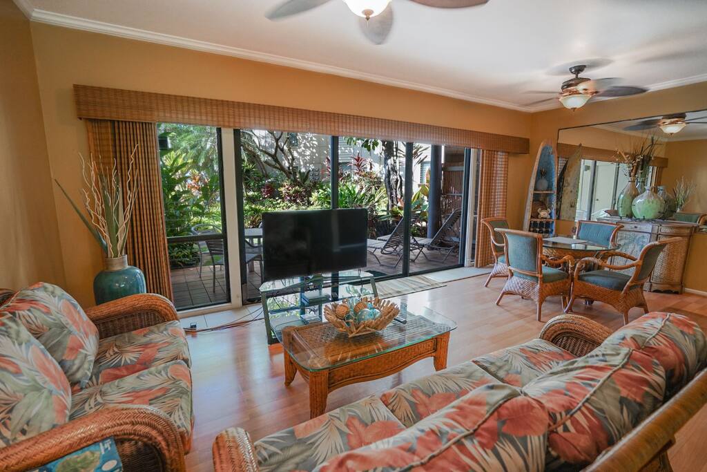Living area showing Murphy bed in up position