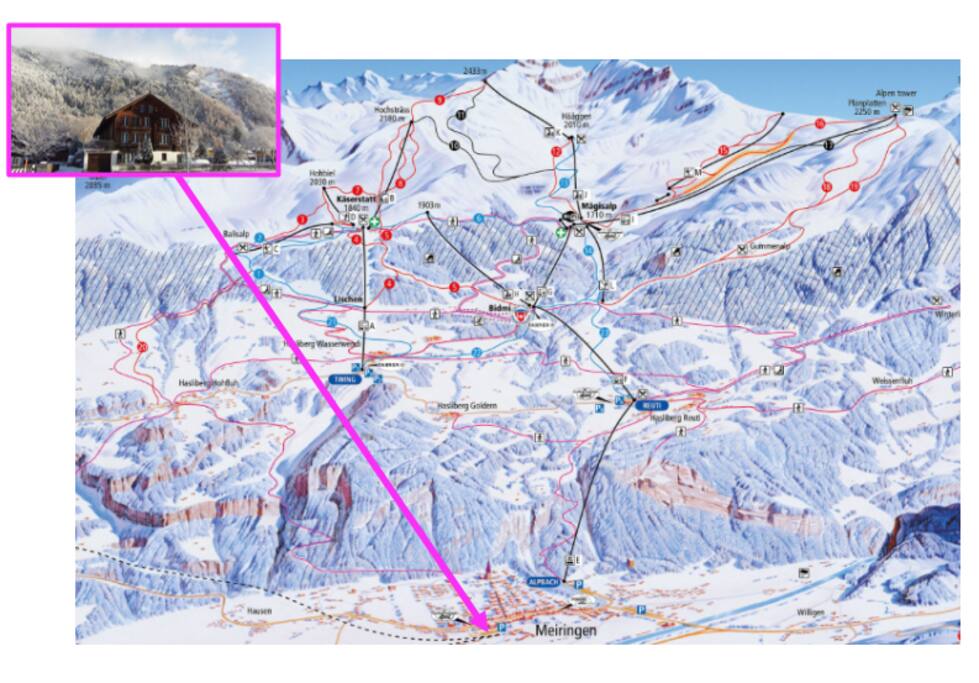 Lage auf der Winterkarte Skigebiet Meiringen-Hasliberg
