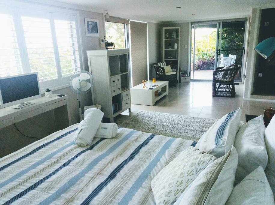 The Studio - Sun filled bedroom and living area