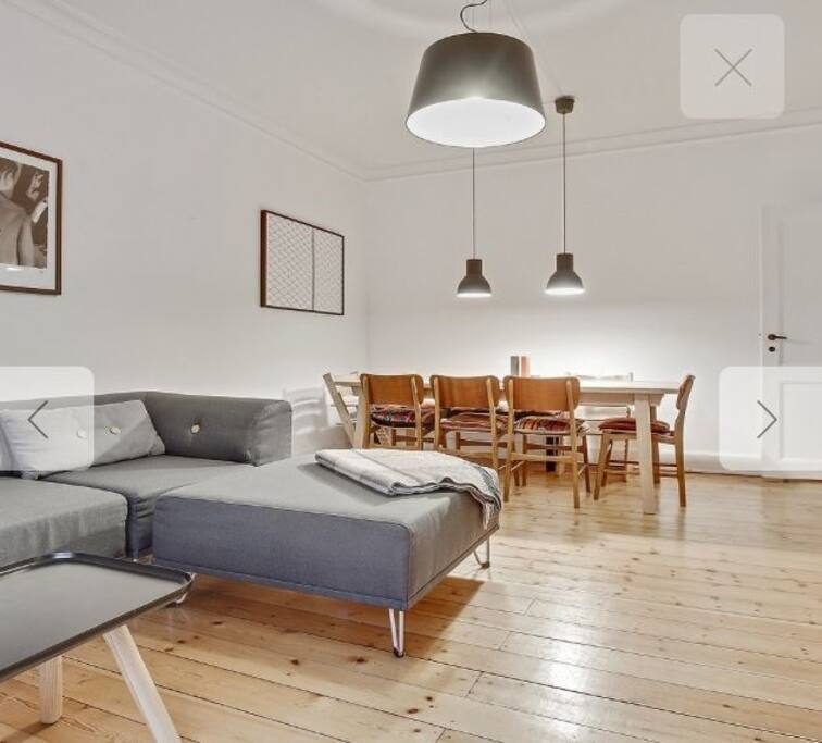 Living room and dining space. TV with Netflix and wifi.