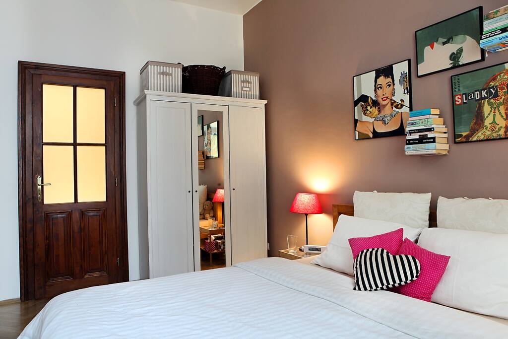 Bedroom and entrance to the bathroom