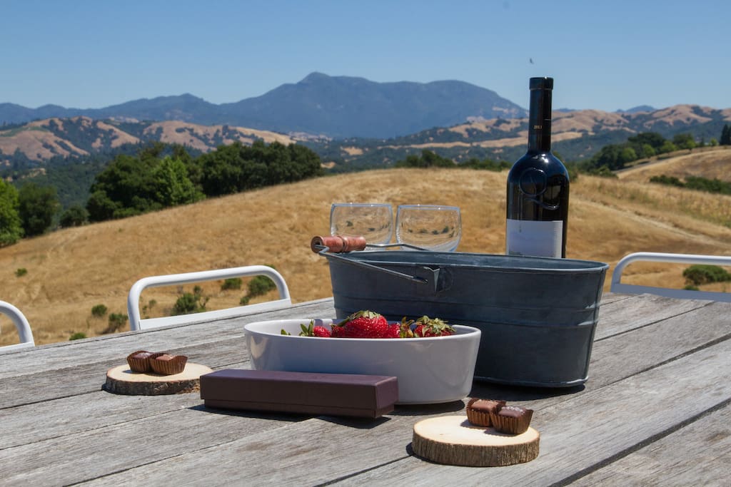 Views of Mount St. Helena from the outdoor BBQ & patio space