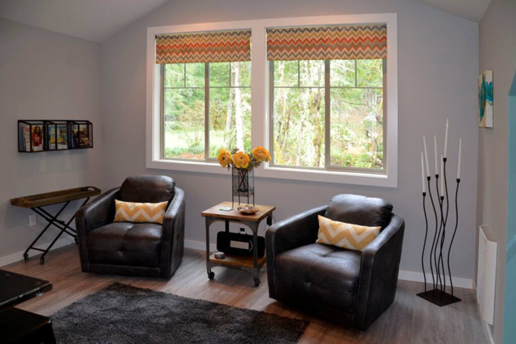 Comfortable chairs for reading and relaxing.