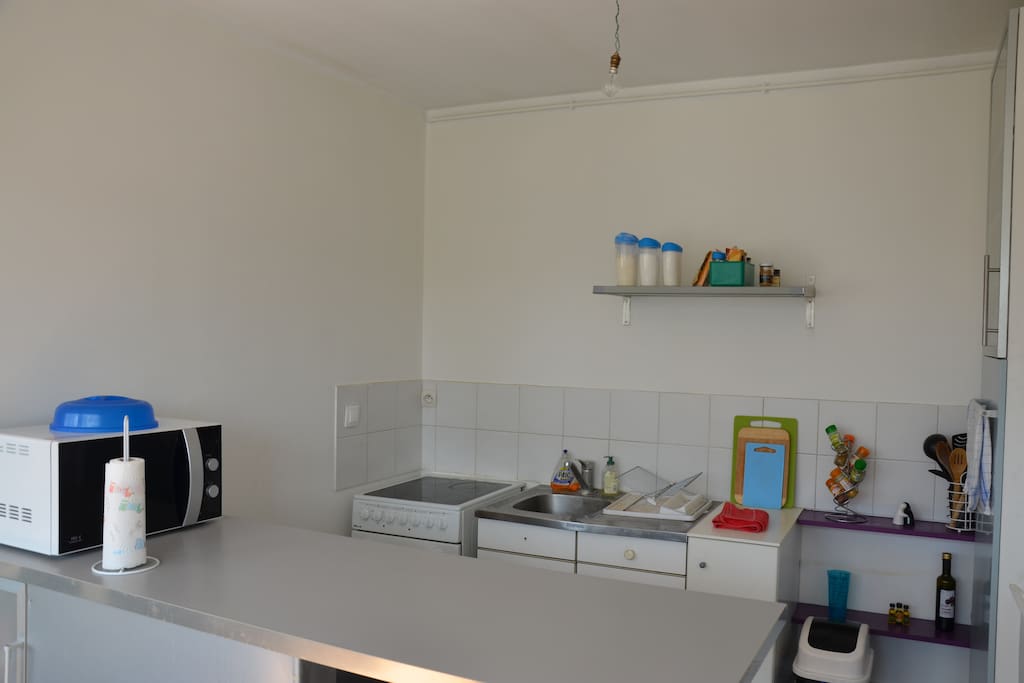 Equiped kitchen with oven,
microwave oven and everything you need to cook french meals :)