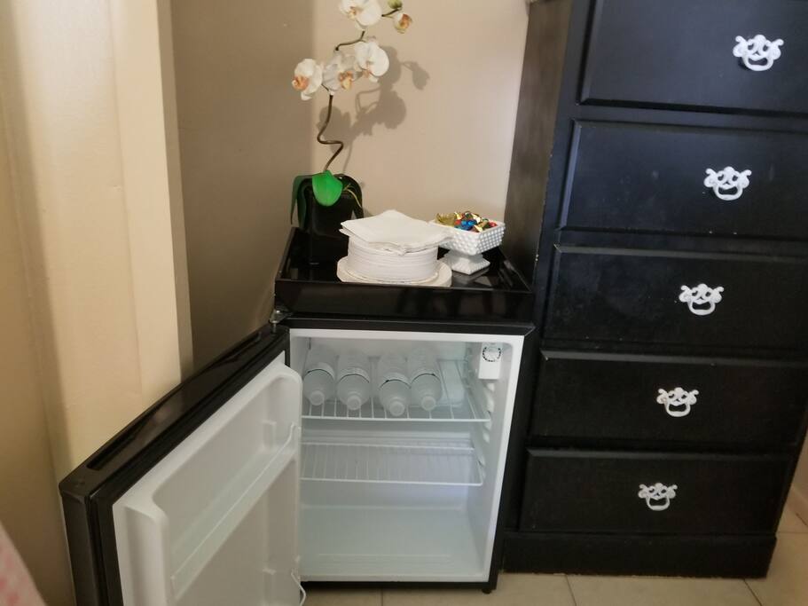 Inside mini fridge