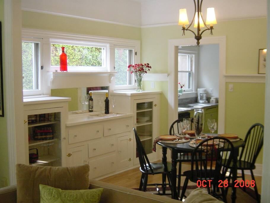 From living room to dining room- Note built in Cabinet!