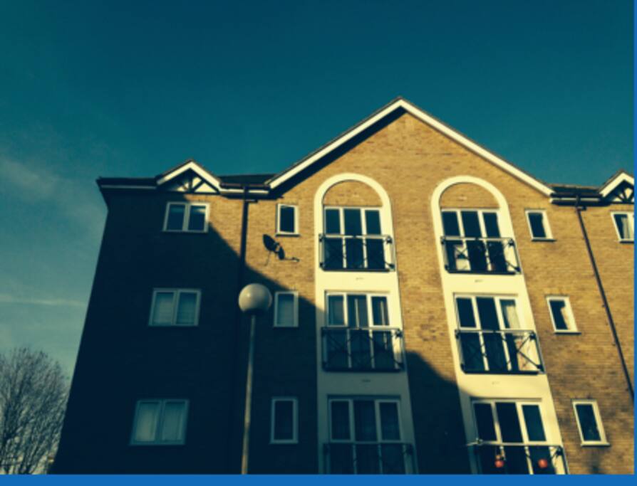 The flat is the top three windows on the left