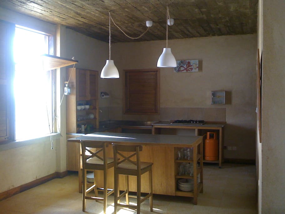 kitchen which has lovely views of the beach.
