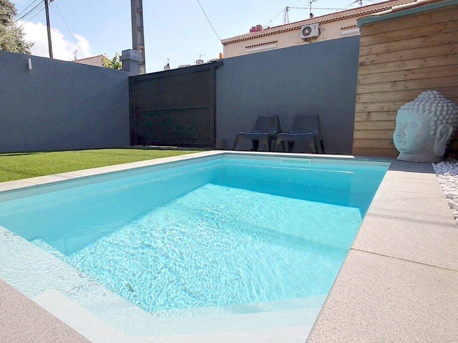 Piscine au sel , plein Sud