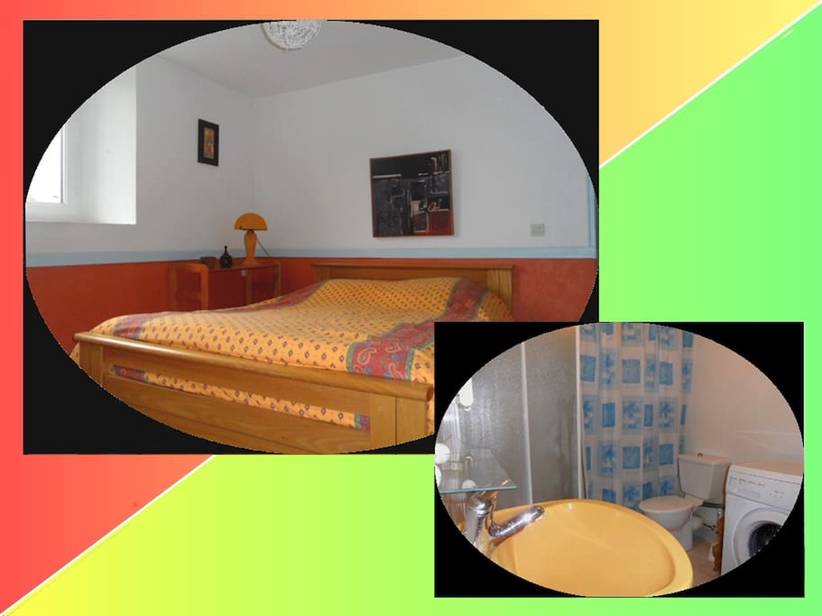 la chambre et la salle d'eau