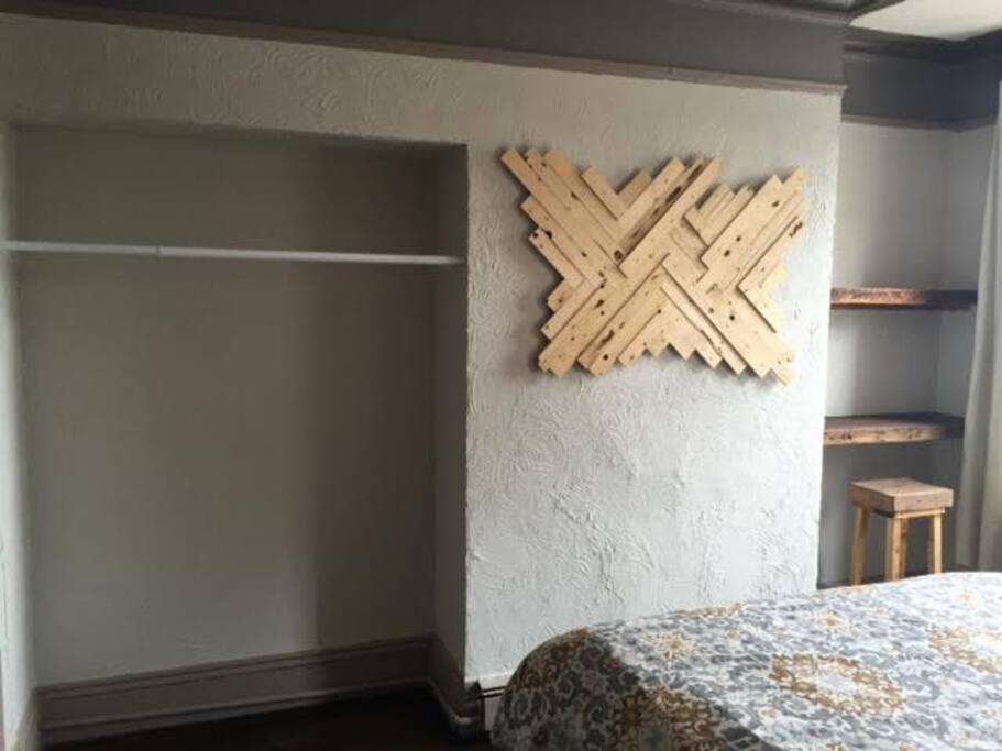 Large closet area for clothing and luggage storage