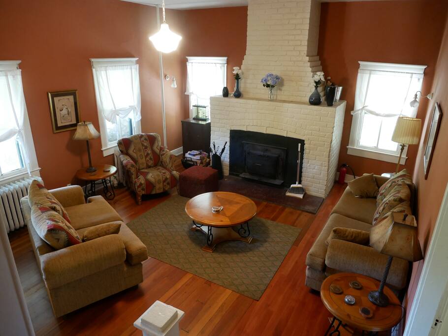 The fireplace room is a great place for gathering friends and family or reading a book.