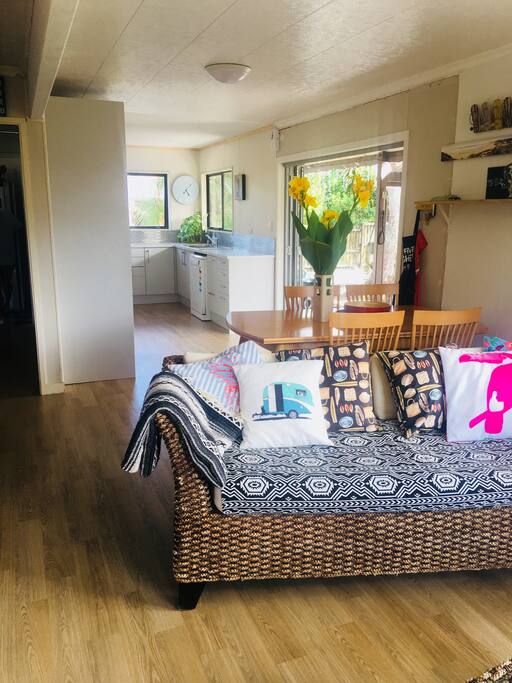 Living area looking back to kitchen which opens onto the Friday my alfresco dining area