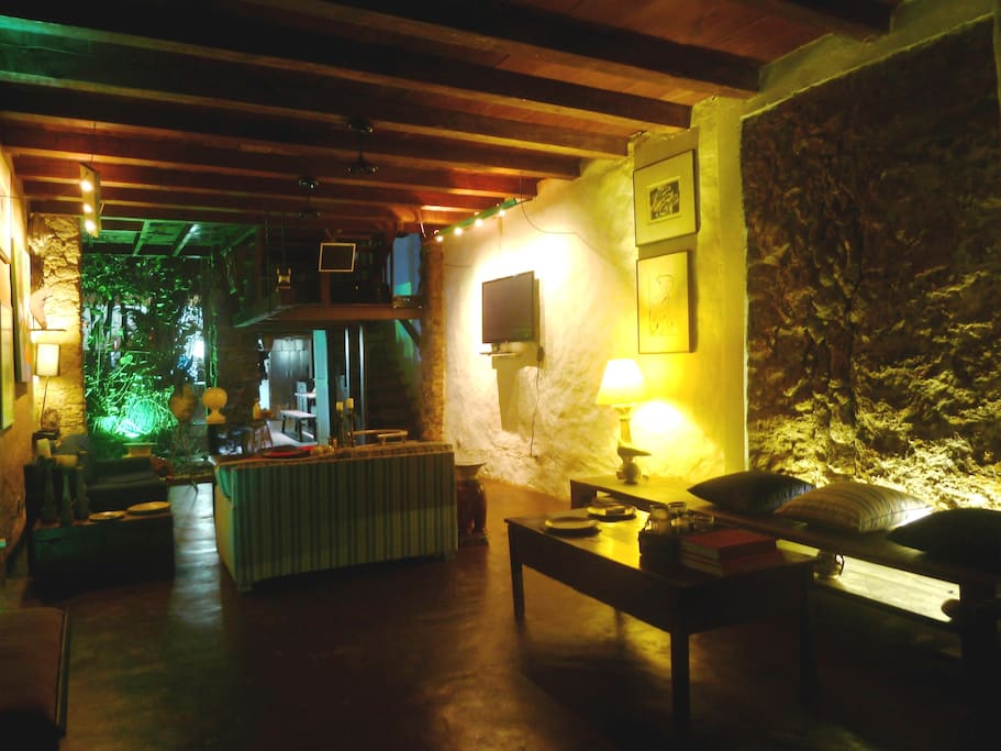 vista noturna sala de estar