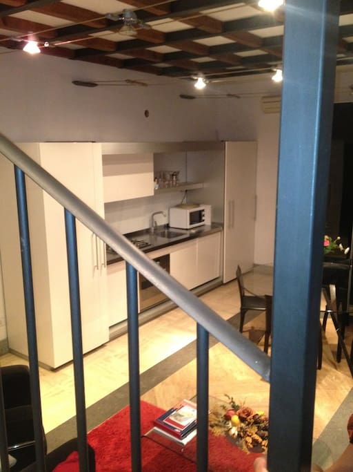 The kitchen from the step
