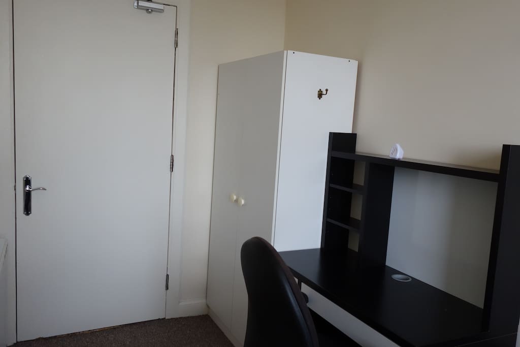 Desk and wardrobe