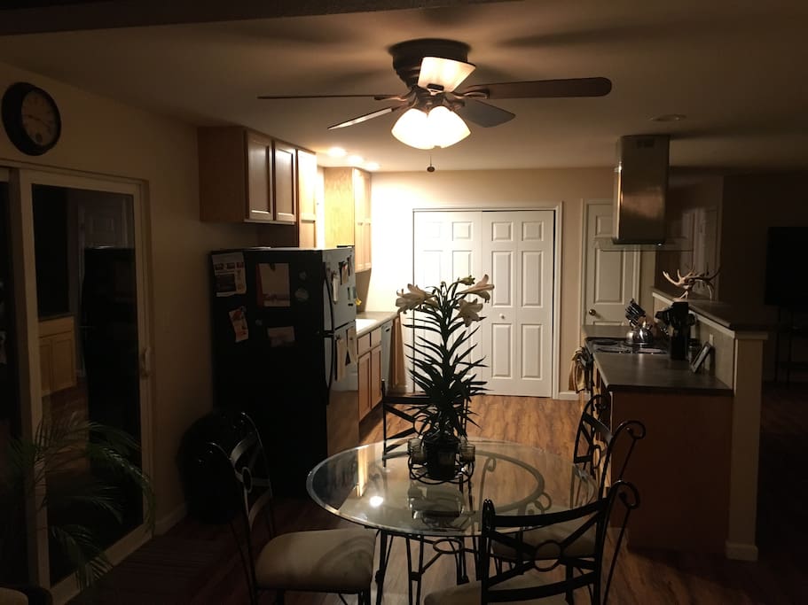 Kitchen next to tv room
