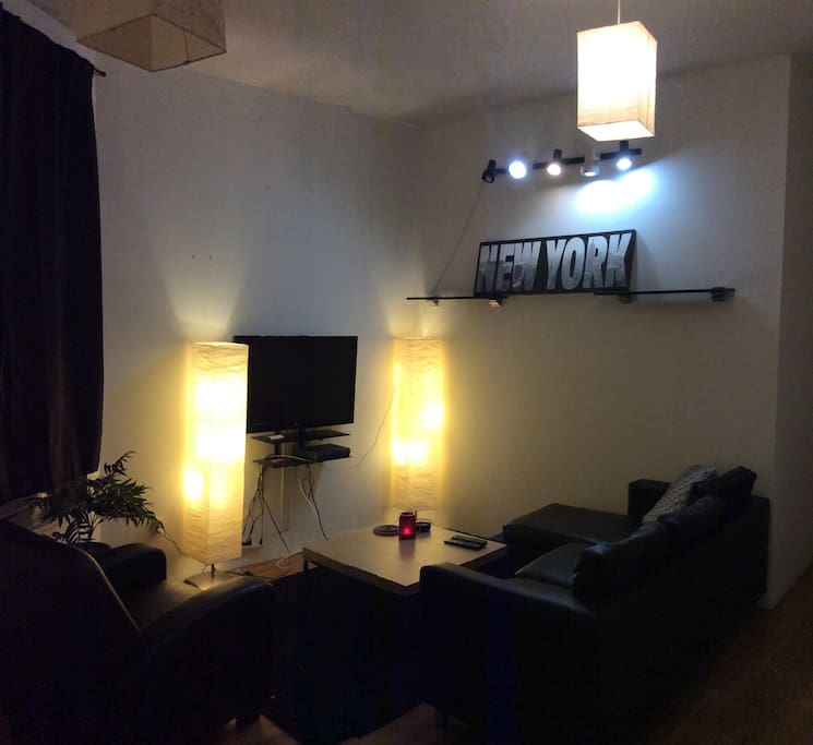 Shared living room with cable tv
