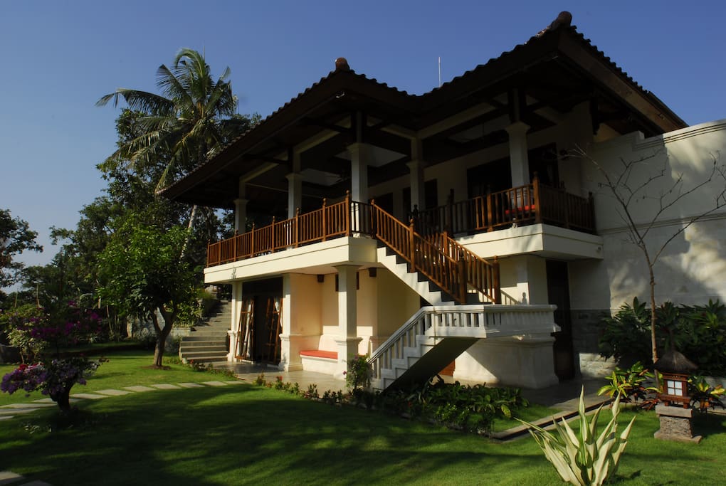 View of the two story Bali villa