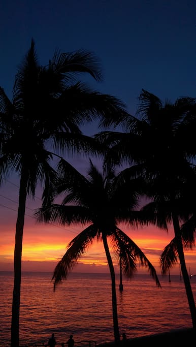 Sunset photo taken at the sunset grill (recommended stop-pool, beach, drinks, music, seafood)