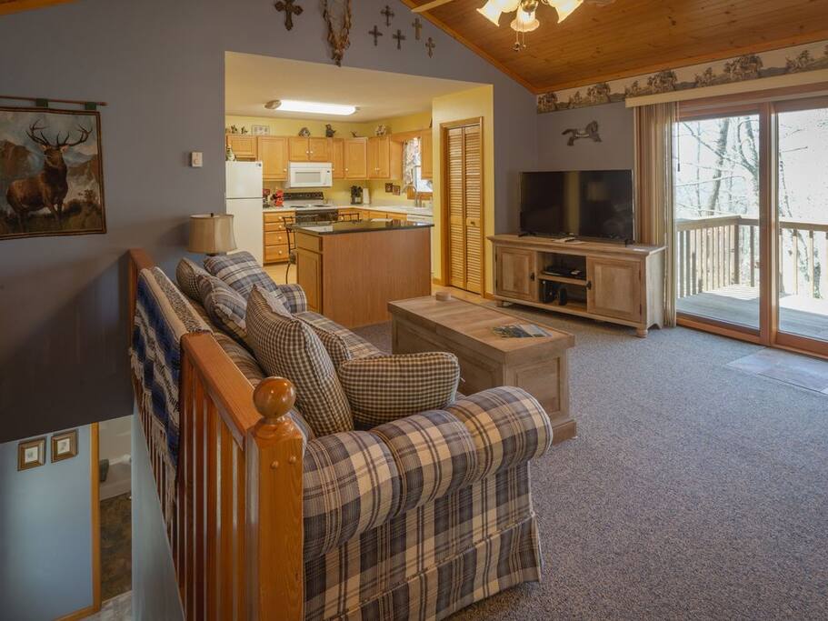 Open living and dining area with balcony view!