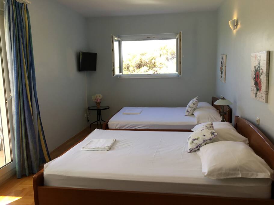 Bright one room apartment with balcony and private bath.