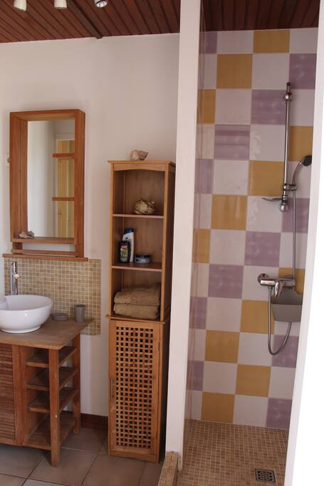 Salle d'eau / douche avec machine à laver