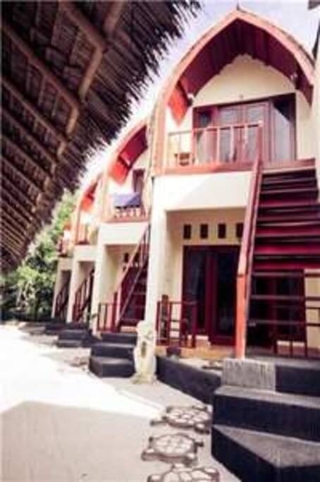 down stairs economy rooms, upstairs A/C rooms