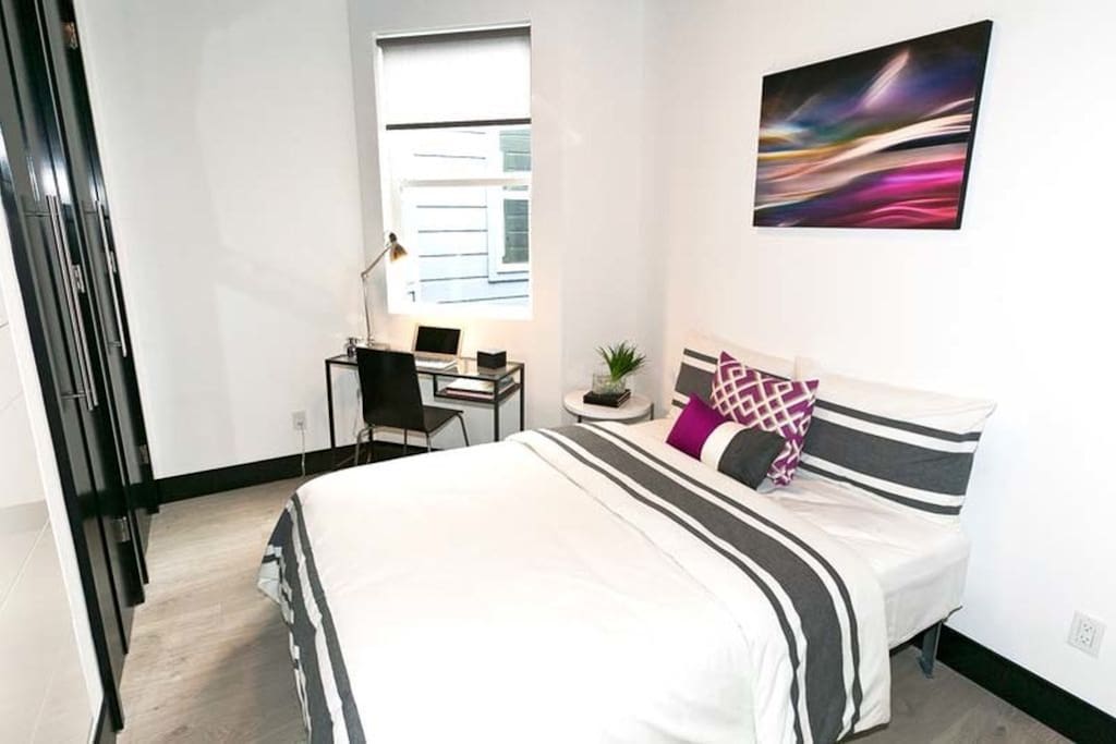 New artwork and updated bedding in all rooms since this photo was taken. Flatscreen TV and Chromecast in room and ample storage (closets and dresser). Desks also removed to allow more space in the rooms.