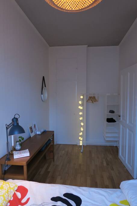 Open clothes storage.