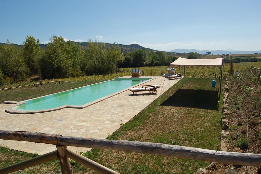 Shared swimming pool with wonderful views of the surrounding countryside
