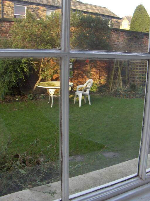 Room looks onto walled garden