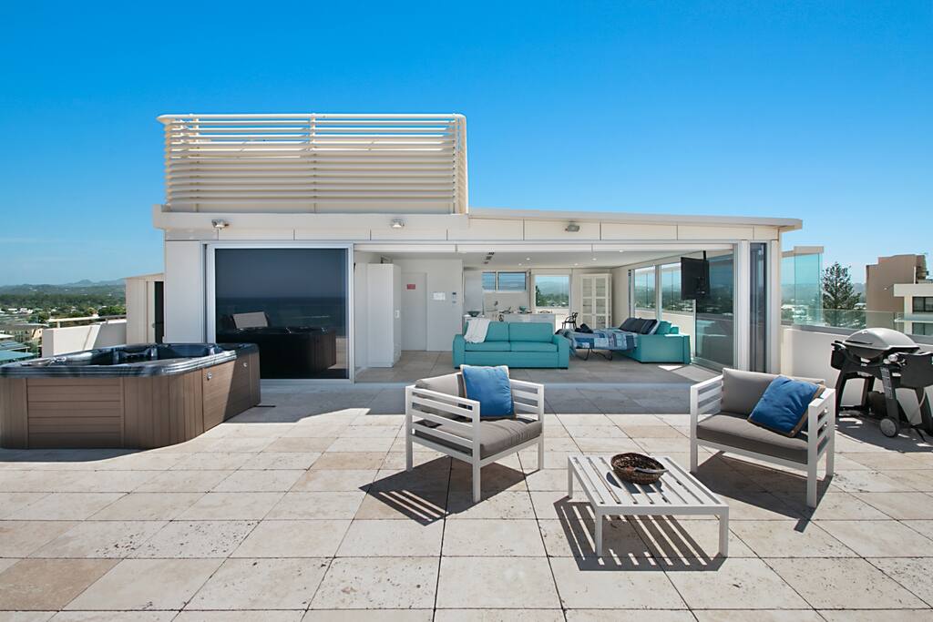 Generous balcony with hot tub