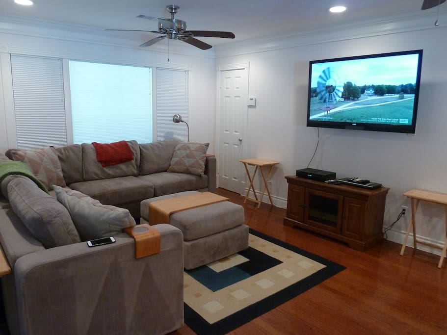 Plenty of seating and sofas convert to two twin beds