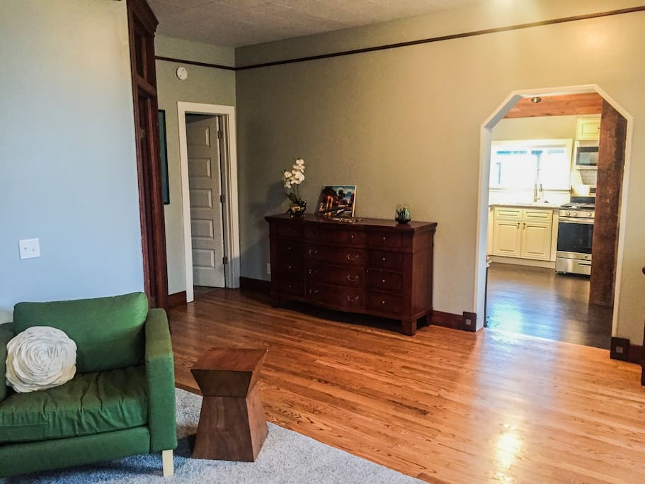 Spacious living room with host-provided games. Ideal for sharing a cocktail