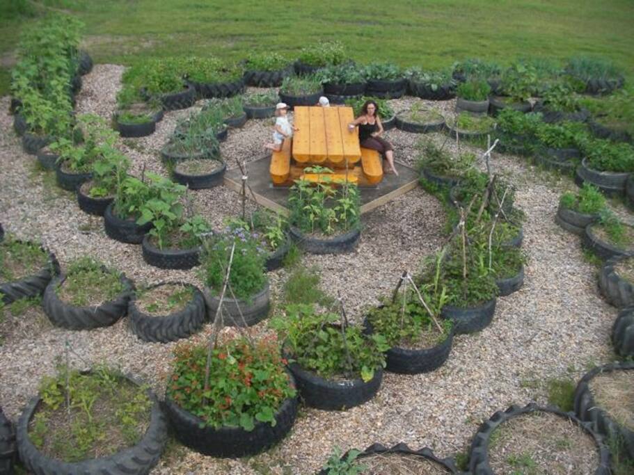 Galaxy garden made from tractor tires