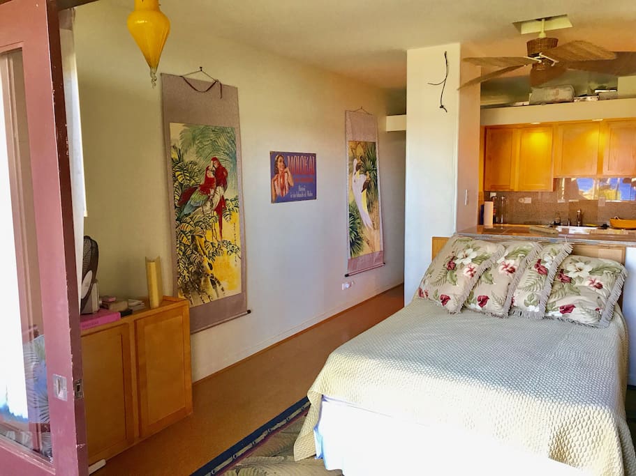 Beautiful homey Molokai, unit opens up to nice trade winds, you can leave lanai open at night and you'll hear the ocean waves crashing!