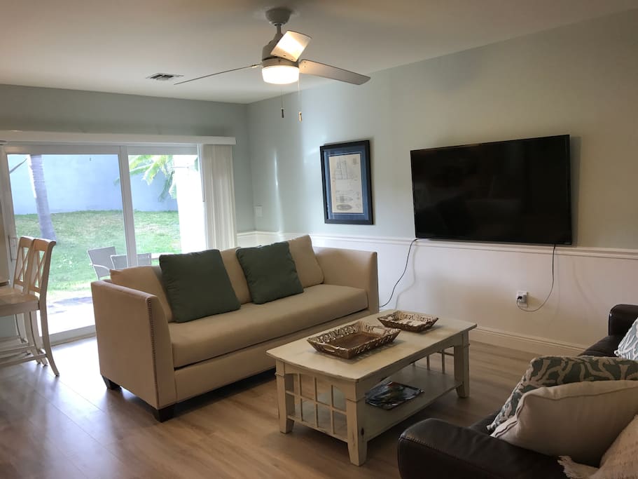 Sleeper sofa accommodates up to two guests. Memory foam mattress.